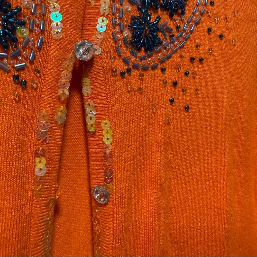 Vintage Danier Embellished Beaded Cardigan in Sunset Orange Small - Picture 4 of 7